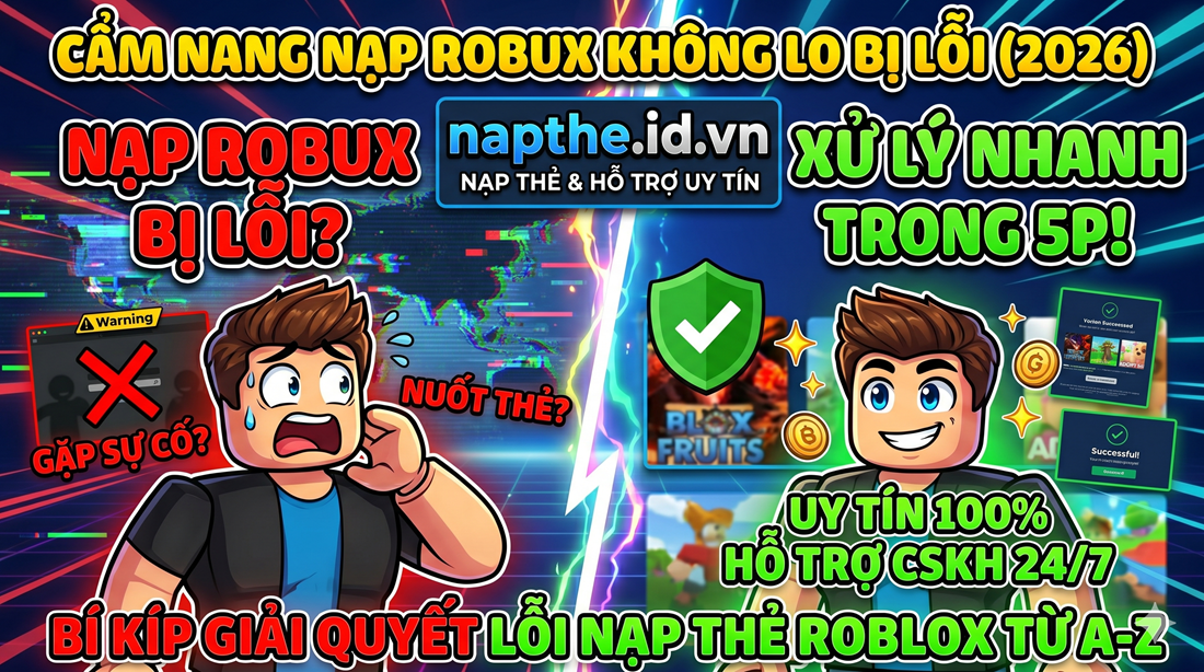 🛠️ Nạp Robux Bị Lỗi? Hướng Dẫn Cách Xử Lý Nhanh Khi Nạp Thẻ Không Thành Công